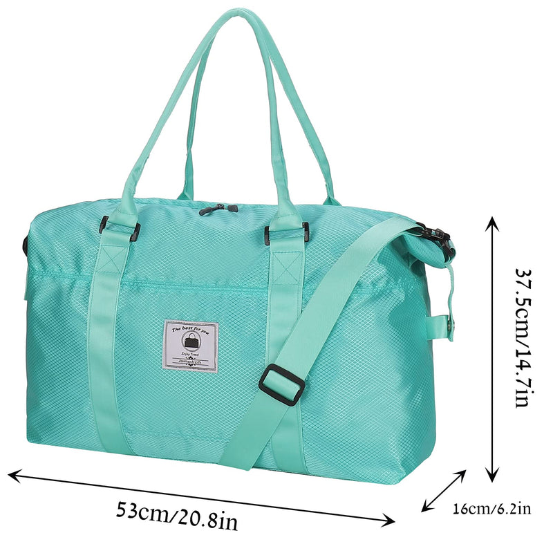 Travel Duffle Bag, Waterproof Sport Tote Gym Bag for Women Men, Overnight Weekender Carry On Bag with Wet Pocket Teal