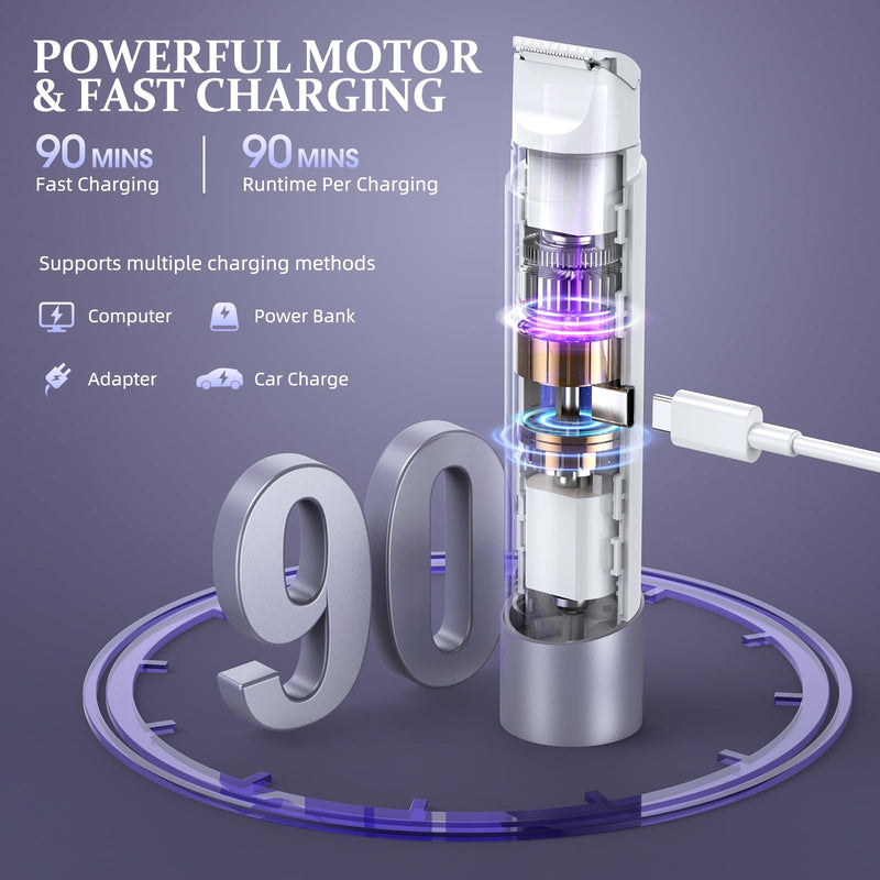 Bikini Trimmer for Women, Dual Head Face Shaver Body Hair Trimmmer, IPX7 Waterproof Womens Electric Razor for Legs, Purple