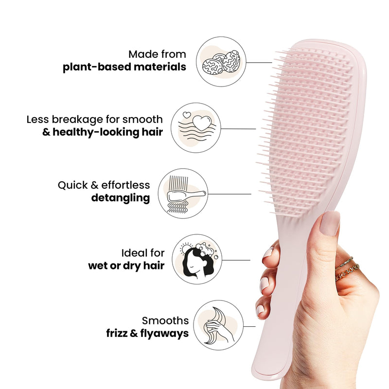 Tangle Teezer Plant-Based Ultimate Detangler Brush, Dry & Wet Hair Brush, Eliminates Knots & Reduces Breakage for All Hair Types, Marshmallow Pink