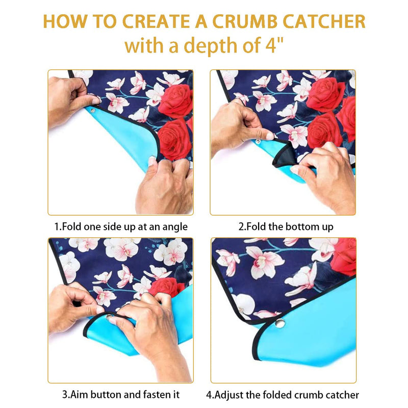 [Australia] - 3 Pack Adult Bibs for Women, Reusable Adult Bibs for Eating with Optional Crumb Catcher, Waterproof Washable Dining Clothing Protector, Gifts for Women/Mom Flower Butterfly Pink Flower 