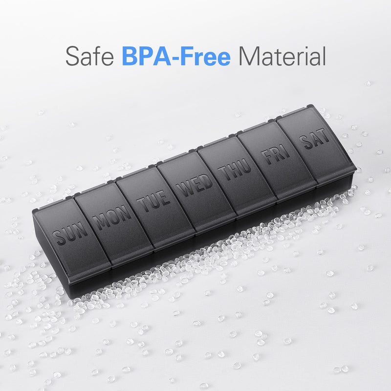 Barhon Pill Organizer Large, Weekly Medicine Pill Organizers, 7 Day Pills Box Case Travel for Big Vitamin Supplements Fish Oil, Gray Grey