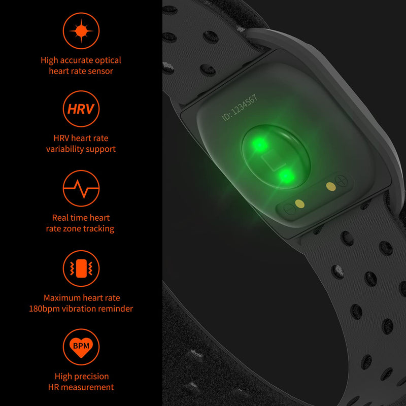 [Australia] - COOSPO Heart Rate Monitor Armband HW807, Bluetooth 5.0 ANT+ HRM with HR Zone LED Indicator, Tracking Heartbeat HRV for Fitness Training, Work with Peloton/Polar/Wahoo/Strava/Zwift/DDP Yoga HW807 Armband Heart Rate Monitor 