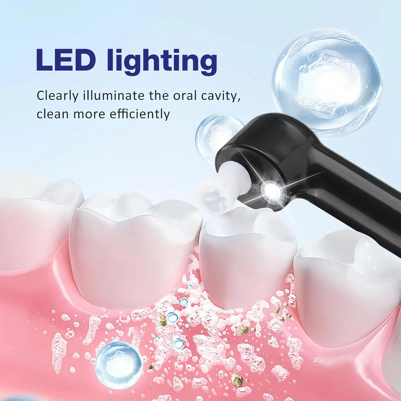 [Australia] - Rechargeable Tooth Polisher with 5 Brush Heads 9 Polish Pastes 4 Speed Modes IPX6 Teeth Cleaning Kit LED Light Dental Cleaning Kit for Home Use Polishing and Whitening of Tooth 
