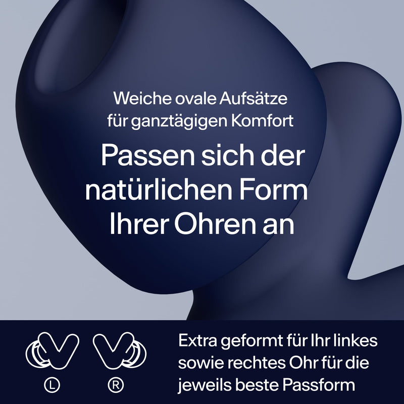 [Australia] - Alpine Silence - Ultra-comfortable earplugs for sleeping, concentrating & traveling - Reusable hearing protection earplugs - Innovative V-shape & soft plugs in XS/S/M/L - Dark blue 
