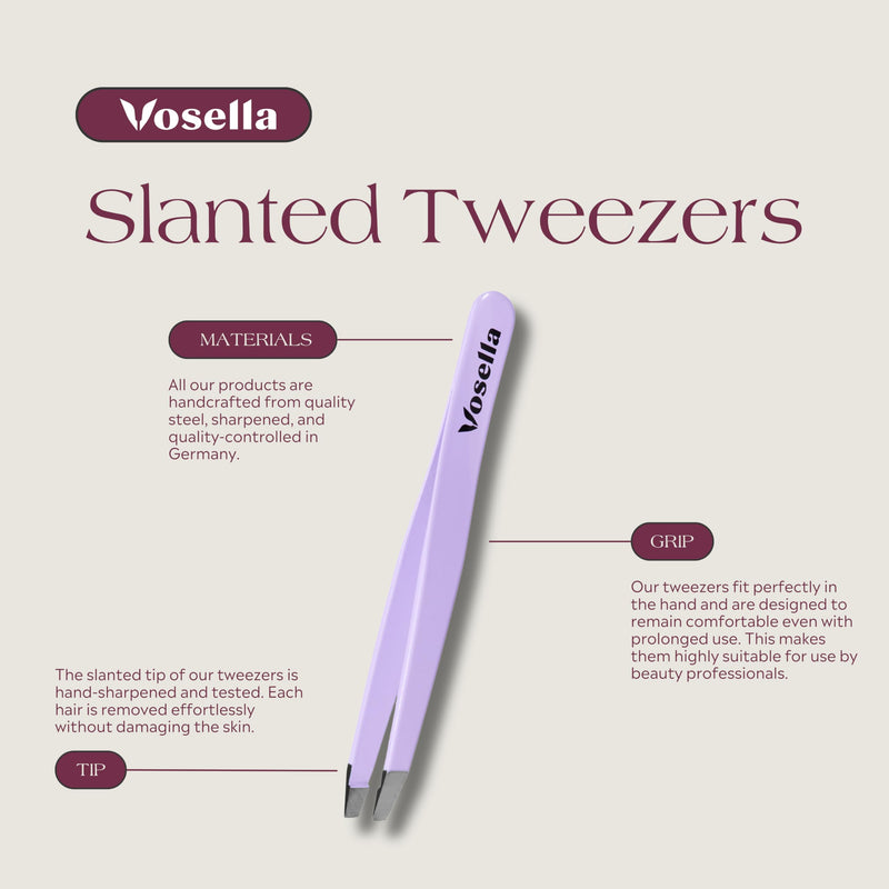 [Australia] - Vosella - Slanted tweezers for precise hair removal, stainless steel, made in Solingen - Black Onyx 