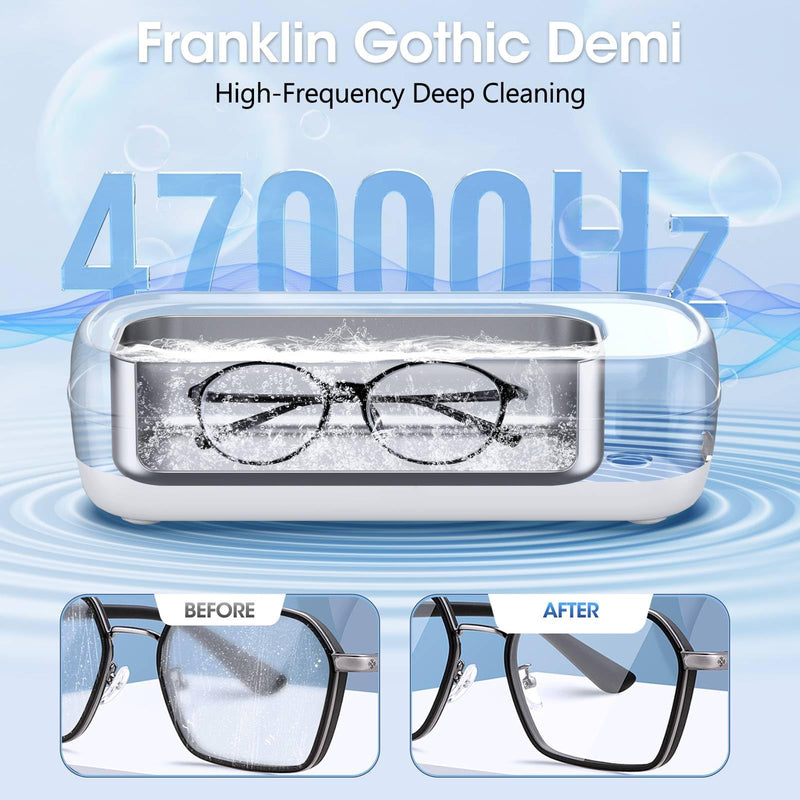 [Australia] - Ultrasonic Jewelry Cleaner, 47KHZ Ultrasonic Glasses Cleaner Machine Portable with Two Timer Silver Jewelry Cleaner for Necklaces, Coins, Dentures, Eyeglasses, Watches, Rings 