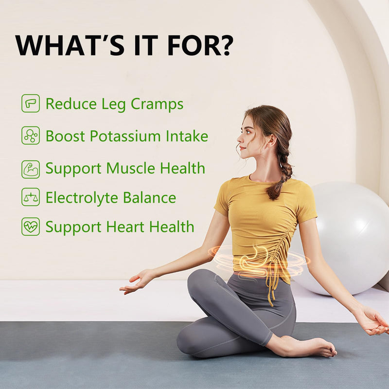 [Australia] - Potassium Supplement 1000mg – High Potassium Citrate for Leg Cramps, Muscle Health, and Heart Support, Non-GMO & Gluten-Free, 90 Capsules 