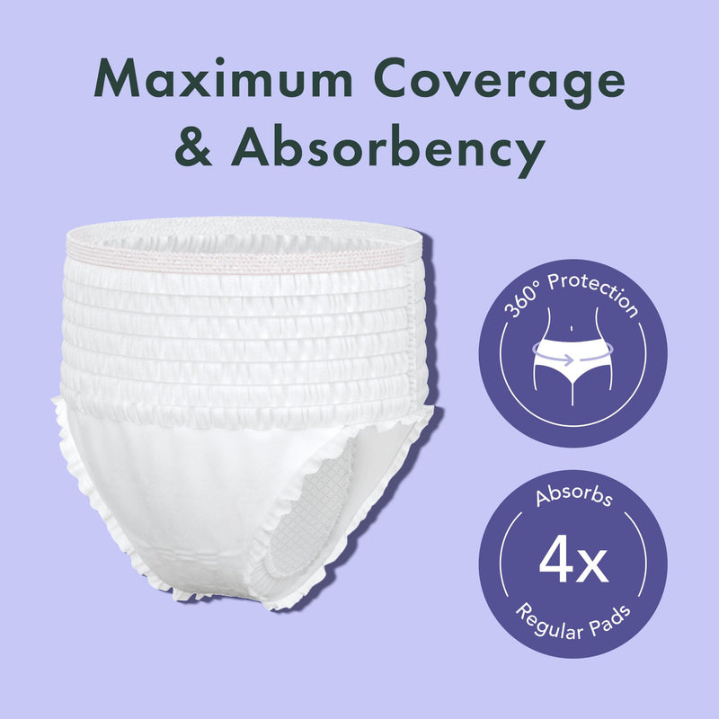 Rael Disposable Underwear for Women, Organic Cotton Cover - Incontinence Pads, Postpartum Essentials, Disposable Underwear, Unscented, Maximum Coverage (Size S-M, 10 Count) Overnight Panty Style (S-M) 10 Count (Pack of 1)