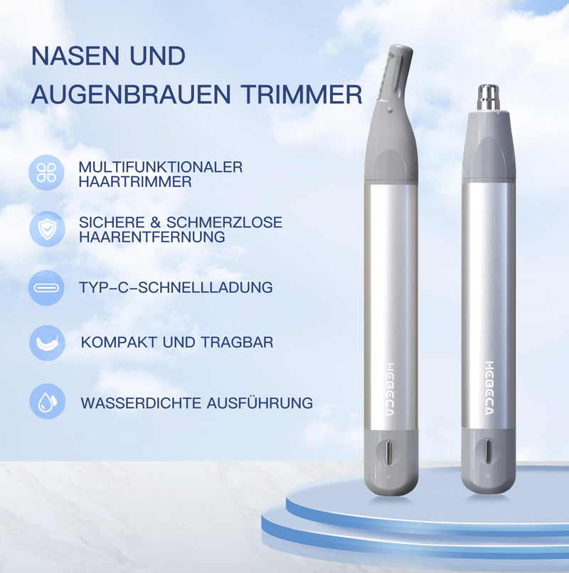 [Australia] - HEBECA Nose Hair Trimmer Men Women - 2 in 1 Nose Trimmer Women Electric - Nose and Ear Trimmer Nose Hair Trimmer Men Portable Rechargeable 