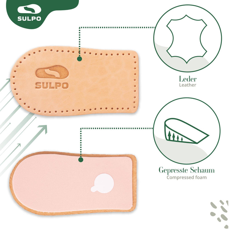 [Australia] - SULPO Heel Raiser Insoles - Heel Wedge for Shoe Raise - High Sole, Boost Sole - Leather Heel Cushion - Make Insoles Bigger - Heel Spur Insoles - Orthopedic Wedge 5mm 5mm M - 38-40 
