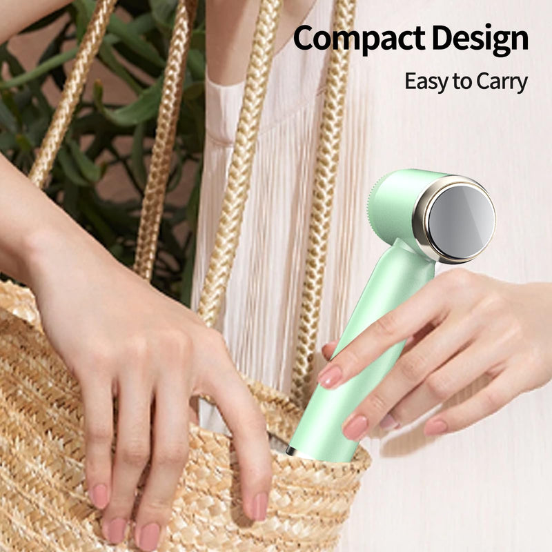 Electric Facial Cleansing Brush,8-in-1 Face Cleansing Brush with Hot & Cold Compress, 6 Brush Heads, 3 Spin Speeds, Waterproof face Scrubber for Exfoliating, Deep Cleansing,Massaging (Green) Green