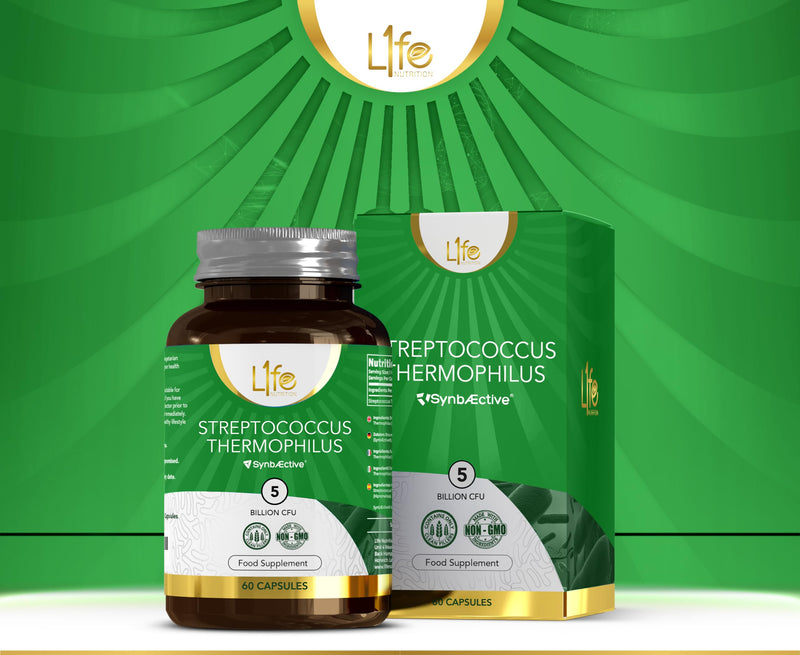 LN Streptococcus Thermophilus | 90 High Strenth Probiotics - 5 Billion CFU S-Thermophilus per Capsule | Bacterial Cultures Prebiotic Supplement | Non-GMO, Gluten & Allergen Free | Made in the UK