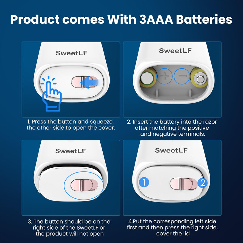 Electric Razor for Women,SweetLF Electric Shaver for Legs, Arms,Cordless, Rose Gold and White