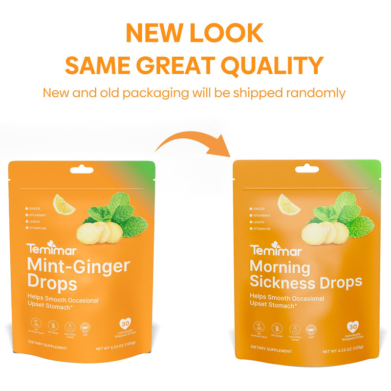Morning Sickness Drops, Nausea Relief for Pregnant Women, Ginger Candy for Upset Stomach & Motion Sickness Relief, Added Vitamin B6 for Pregnancy Nausea Relief, 30 Individually Lozenges Morning Sickness 30 Count