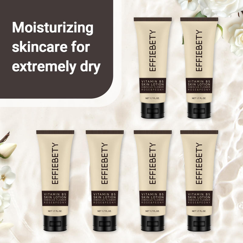 Vitamin B5 Skin Lotion, 6 Pack Gentle Moisturizing Lotion Nourishes Dry Skin with Hibiscus Flower, Rose & Peony, Non-Comedogenic, Travel-Size (1.7 fl oz)