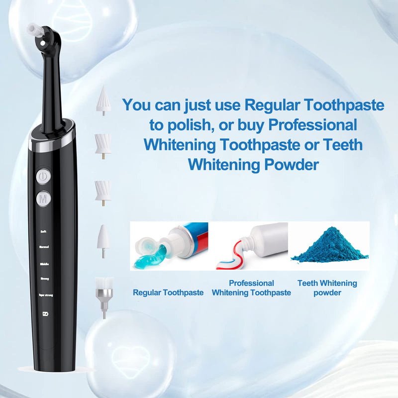 [Australia] - Dental Tools, Electric Tooth Polisher & Manual Teeth Cleaning Kit for Cleaning and Polishing of Tooth, All in One for Total Tooth Care, Removing Stains and Tartar & Brighten and Polish Teeth Black 