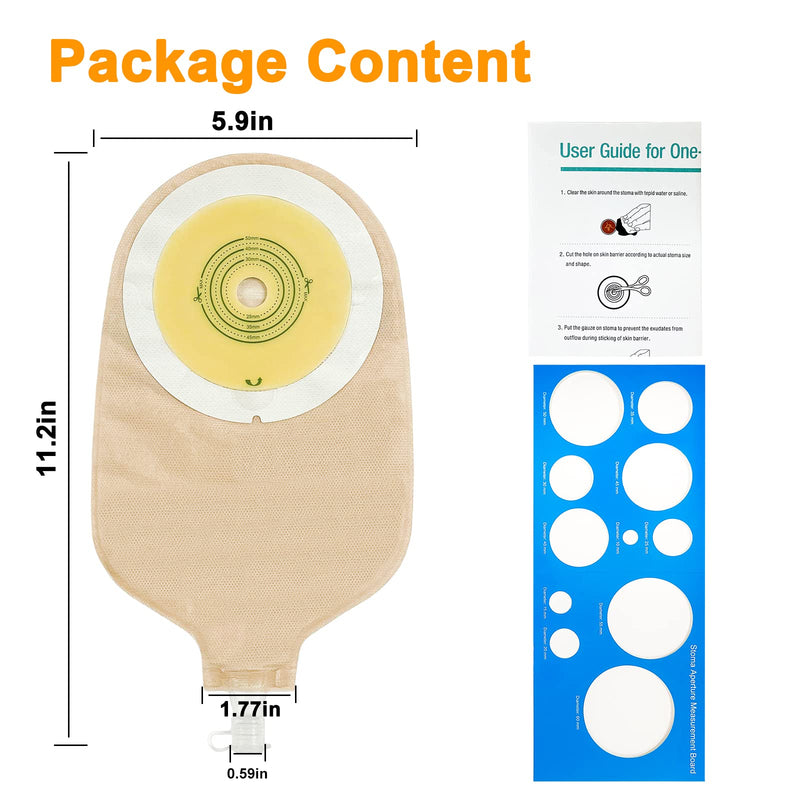 [Australia] - 20 PCS Urostomy Bag Drainable Pouches with Measure Card, One Piece Ostomy Supplies for Colostomy Ileostomy Stoma Care, Cut-to-Fit Plug Type 