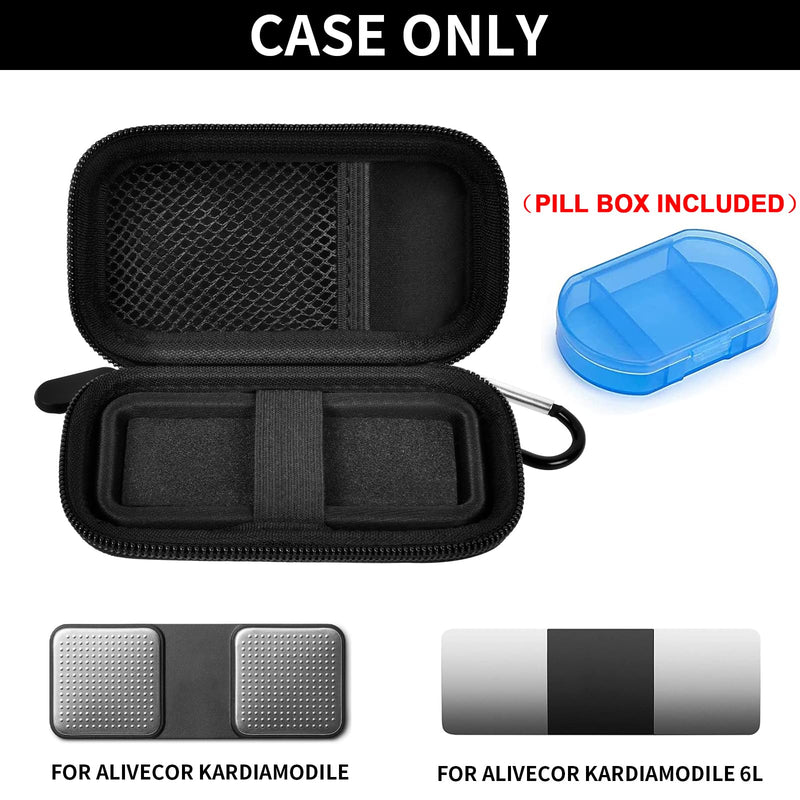 [Australia] - Case for KardiaMobile 1L 6L Personal EKG Monitor, Storage Holder Fits for Sec Portable Heart Rate Monitor, Cardiac Mobile Heart Monitor Bag Organizer（Pill Box Included）(Box Only) (Full Black) 