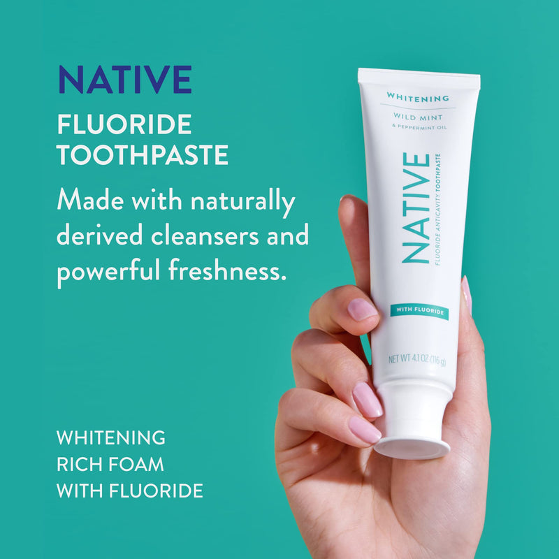 [Australia] - Native Toothpaste Made from Naturally-Derived Cleaners and Simple Ingredients That Safely Whitens Teeth, 4.1 oz, Wild Mint with Fluoride - 3 Count 