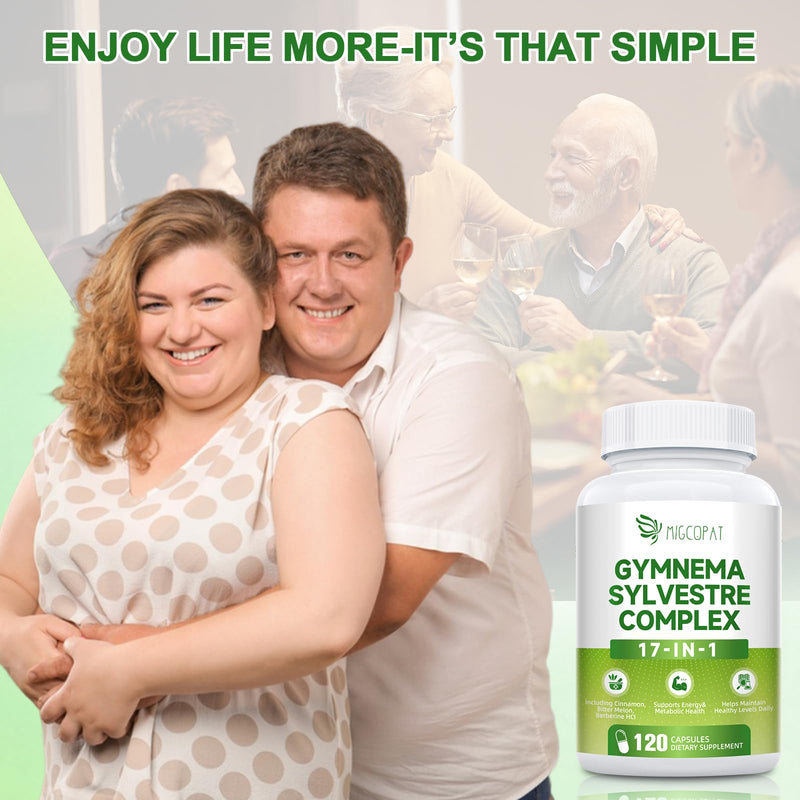 [Australia] - Gymnema Sylvestre Supplement 24,000 mg | 17-in-1 Herbal Complex with Berberine HCI, Cinnamon, Bitter Melon & Chromium -75% Gymnemic Acids - Supports Glucose Metabolic Balance & Energy Wellness 120 Count (Pack of 1) 