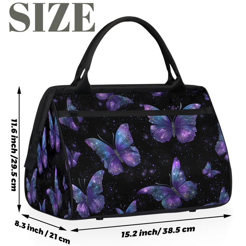 Travel Duffel Bag for Girls Women, Beautiful Butterfly Ladies Weekend Overnight Bag Gym Sports Bags Flight Approved Lightweight Carry On Tote Bags for Traveling Yoga Camping Hospital,A-02 B-02