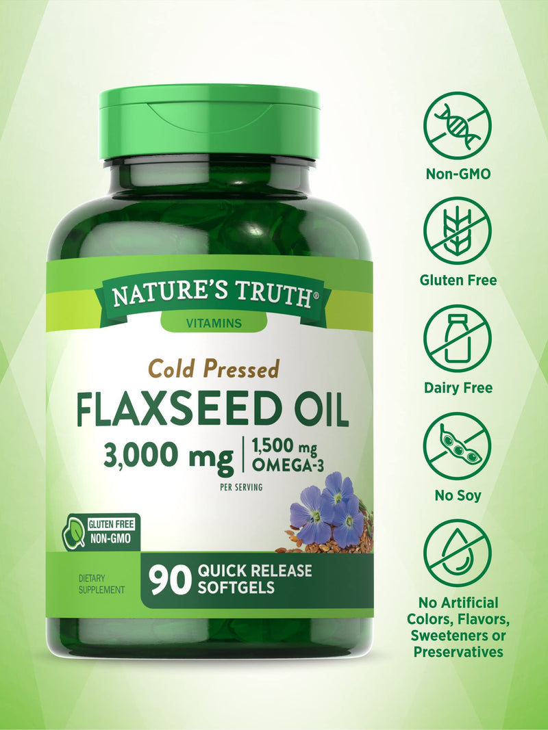 [Australia] - Flaxseed Oil Softgels | 90 Count | Cold Pressed, Non-GMO & Gluten Free Supplement | by Nature's Truth 