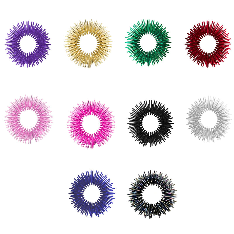 [Australia] - 10 Pcs Acupressure Rings Fidget Toy Trichotillomania Fidget Toys Silent Fidget Toys Acupressure Rings Sensory Ring Stress Relief Rings Sensory Finger Rings for Adults Silent Stress Reducer 2 