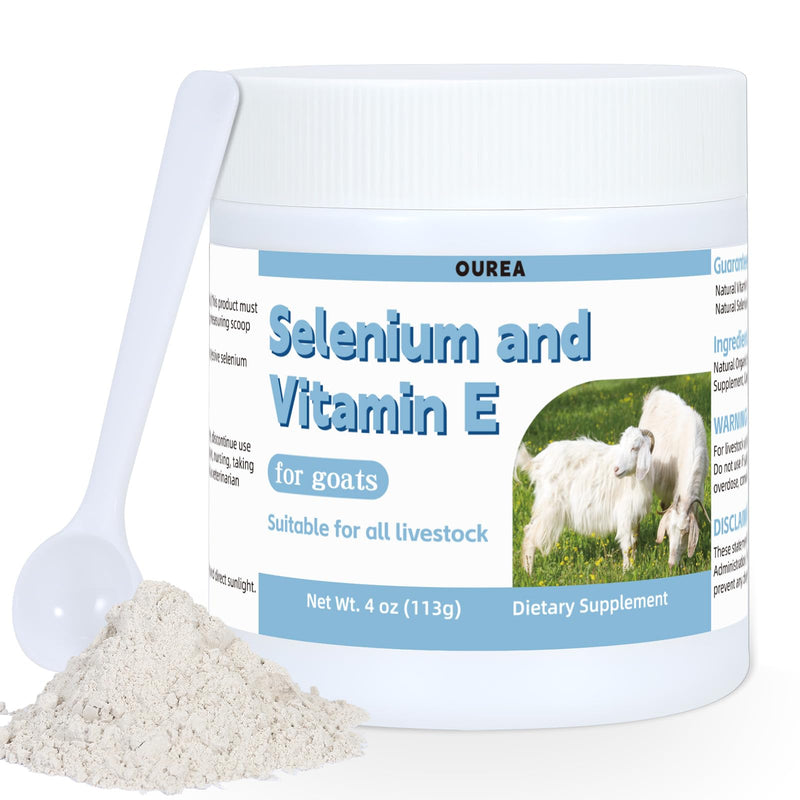 Selenium & Vitamin E Powder for Goat, Selenium Supplement for Goats, Immune System, Muscle Support & Relieve Stress Response, Selenium, Vitamin E Supplements, Goat Minerals, Suitable for All Livestock