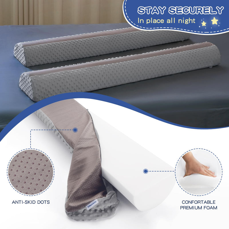 [Australia] - Bed Bumpers for Toddlers Foam Bed Rail for Toddlers 1 Pack Bed Rails Bumper for Queen, King, Twin, Full-Size Bed with Non-Slip Machine Washable Cover Grey 