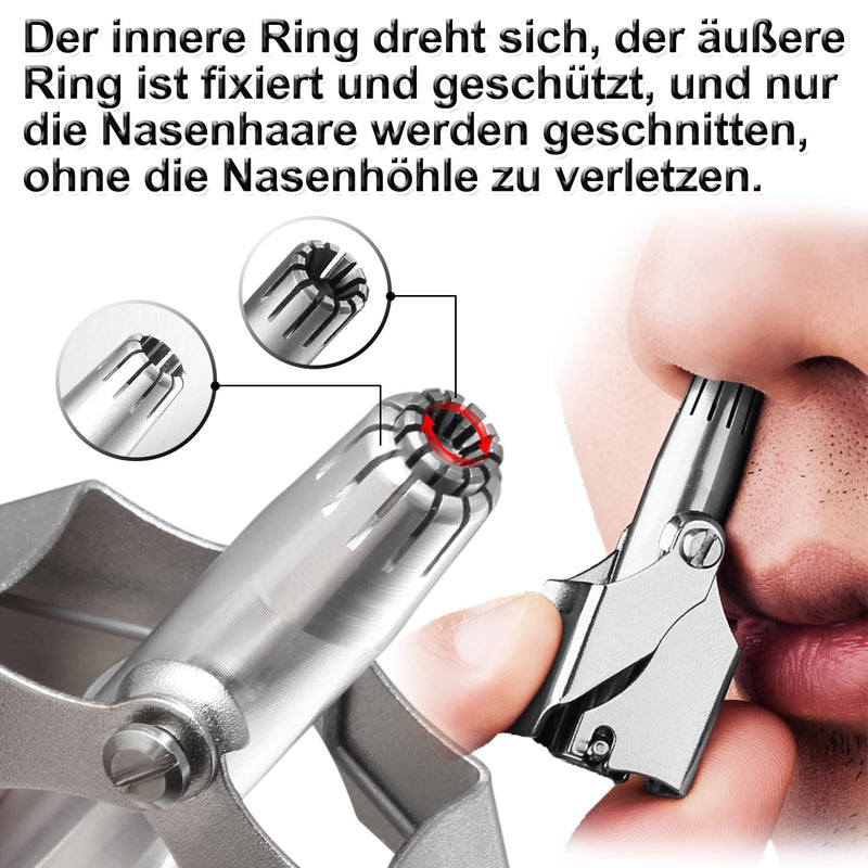 [Australia] - Manual nose hair trimmer with cleaning brush, silver stainless steel nose hair and ear hair trimmer, mechanical nose hair trimmer for home and on the go 1 