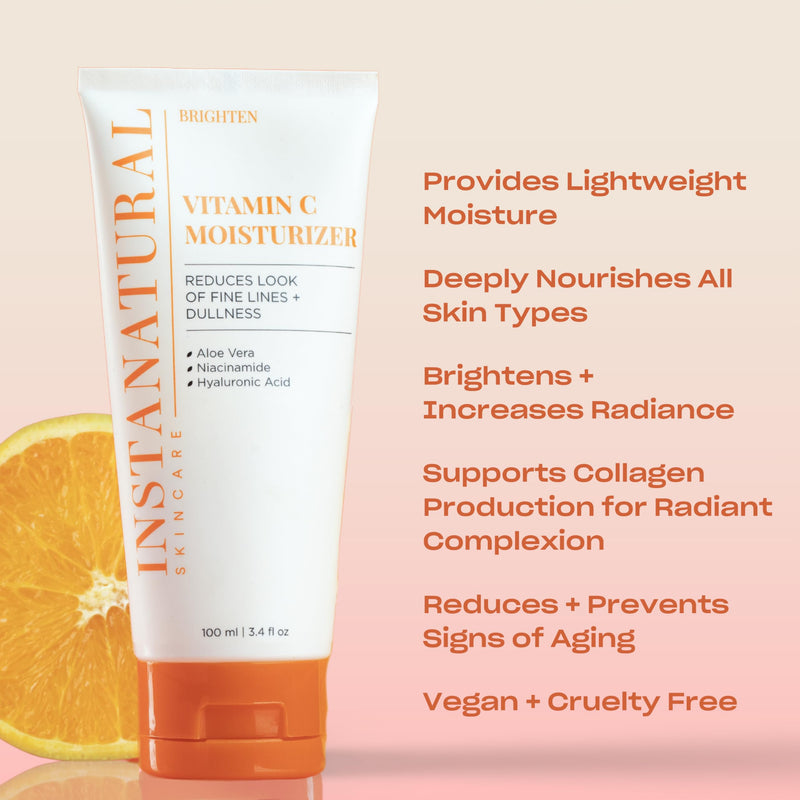 InstaNatural Vitamin C Moisturizer Face Cream, Brightens and Reduces the Look of Fine Lines and Wrinkles, Moisturizing Lotion for Dry Skin, with Hyaluronic Acid, 3.4 FL Oz | Face Cream with Hyaluronic Acid, Niacinamide, and Aloe Vera, Moisturizing Loti...