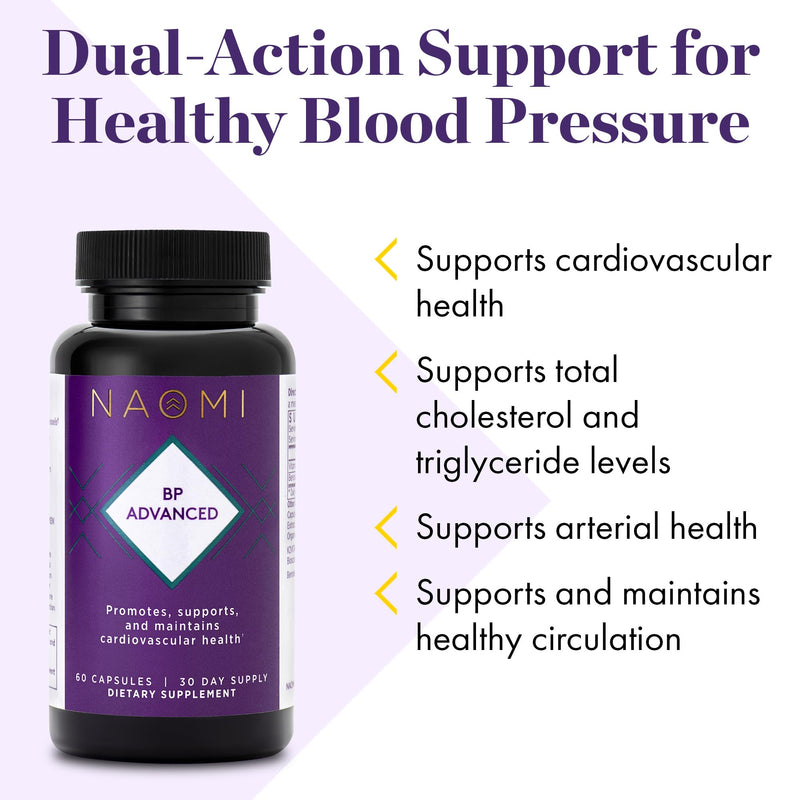 [Australia] - NAOMI BP Advanced, Supports Cardiovascular Health, Circulatory Health, Olive Leaf Extract 1000mg, Vitamin K2 180mcg (Small, 60 Count) Small, 60 Count 