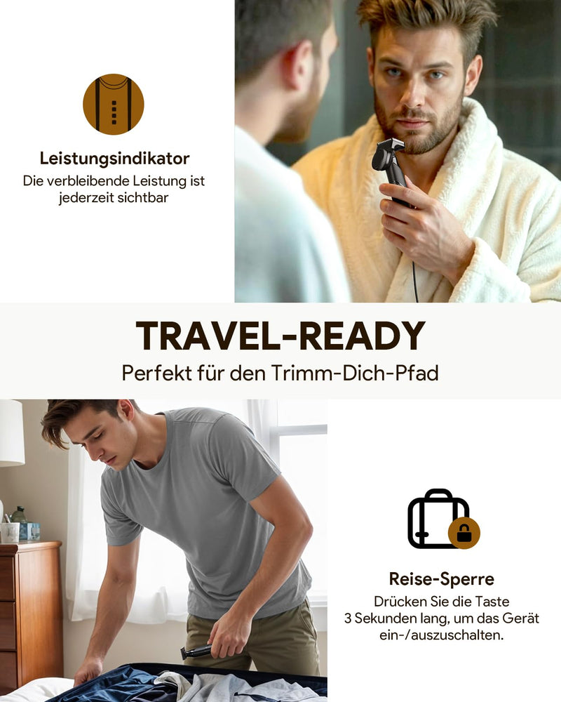 [Australia] - Xpert T Magnetic Shaver Men's Electric, Integrated Beard Trimmer with Nose Hair Trimmer, 12-in-1 Adjustable Trimming Attachment 2 Body Attachments, Unisex Body Hair Trimmer Intimate Razor Set, Black Xpert T-Solo 