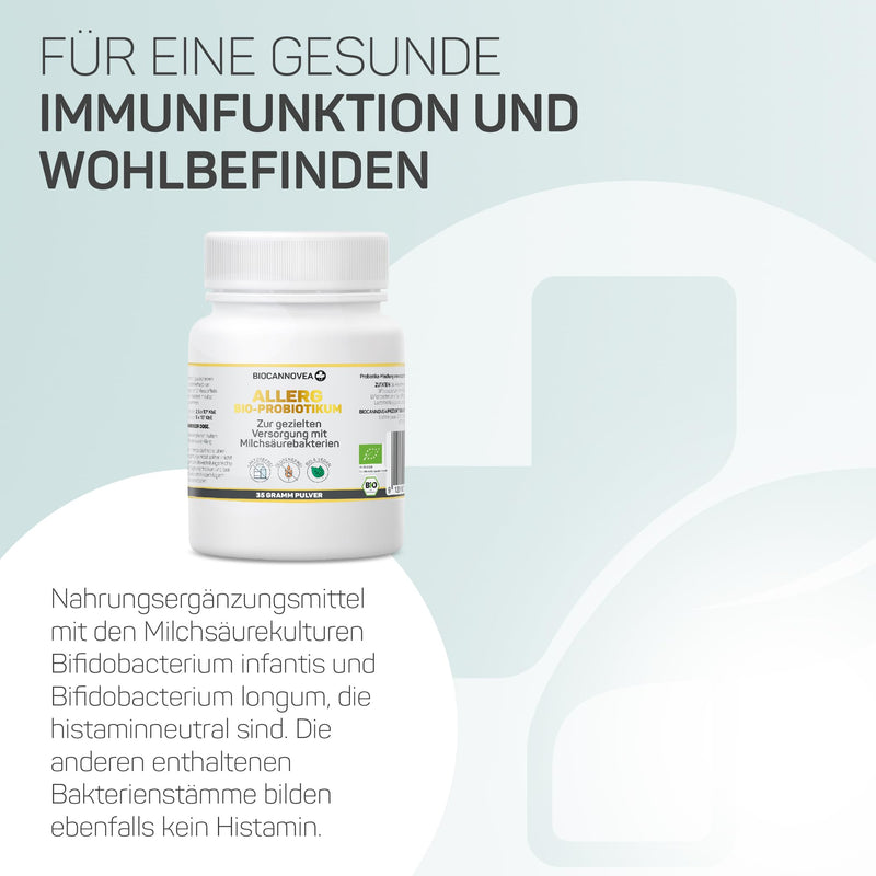 [Australia] - BIOCANNOVEA Allerg Organic Probiotic Powder 35g - Probiotics - Promotes healthy intestinal flora - Relief from irritable bowel syndrome, flatulence and abdominal pain - Organic, water-soluble & micellized 