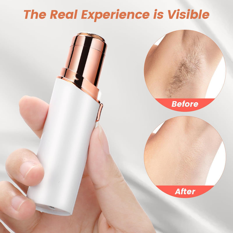[Australia] - Facial Hair Remover for Women- as Seen on TV Painless Face Shaver -Mini Hair Remover, Electric Razor Shaver Portable Bikini Epilator for Lips, Chin(White+2 Heads) White+2 Heads 