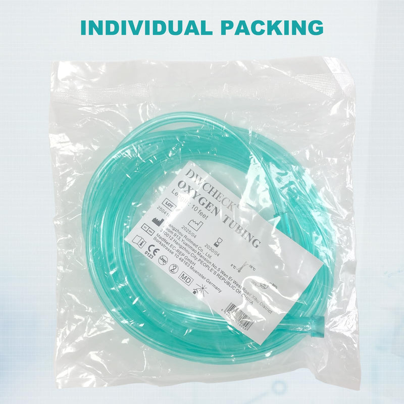 [Australia] - 3 Pack Oxygen Tubing,10Ft Green Crush Resistant Oxygen Supply Tubing,Non Kinking Durable Oxygen Tubes,Universal Interface,Individually Packaged 10Ft-3Pack 