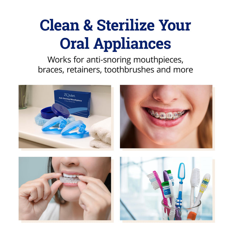 [Australia] - ZQuiet, Clean, Cleaning Solution for All Oral Appliances, Chlorine-Free, Fresh Mint Scent, Travel-Size, TSA-Compliant 