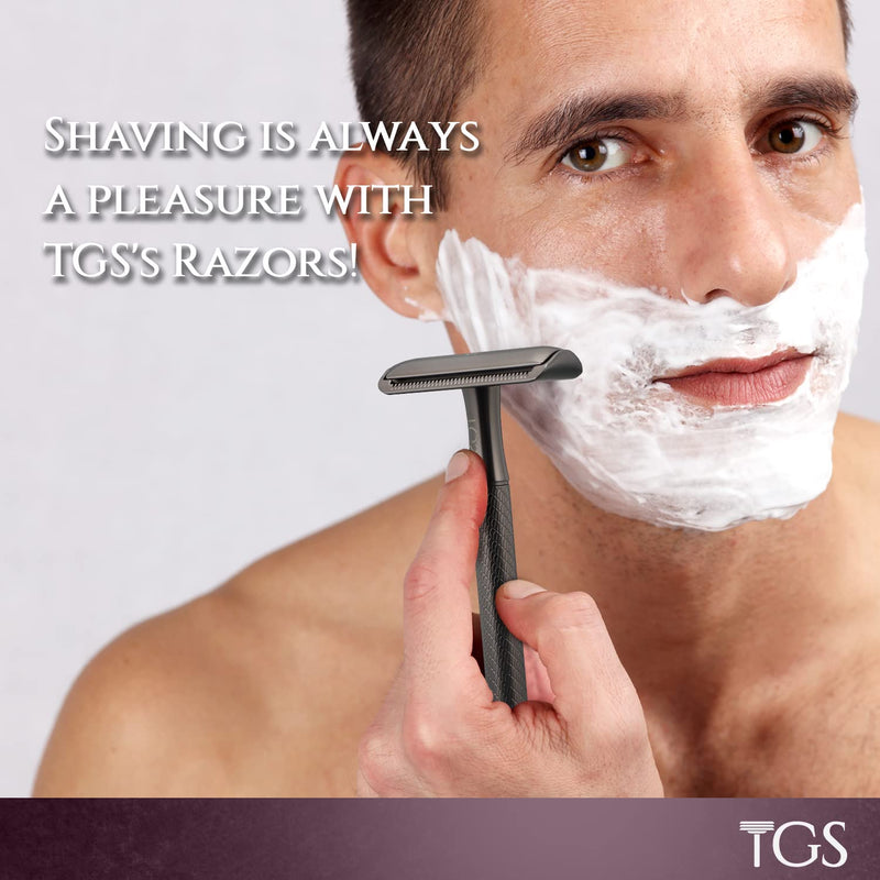 Black Double Edge Safety Razor, Classic Razor Set for Men, Zero Waste Razor with 10 Replacement Double Edge Blades, Metal Razor