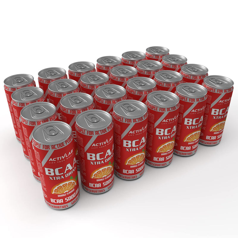 [Australia] - Activlab BCAA Xtra Drink Ready-to-Drink; Set of 24 x 330 ml cans 5000 mg BCAA in one can; zero sugar; orange flavor; amino acid drink; Regeneration of the body and endurance orange 330 ml (pack of 24) 