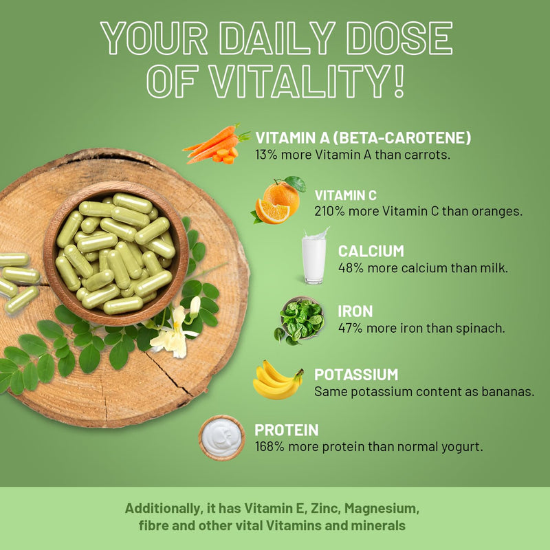 Organic Moringa 2000mg per Serving 120 Vegan Capsules | Moringa Oleifera Leaf Supplement | 100% Natural Soil Association Organic Certified | No Synthetic Binders or Fillers by Prowise