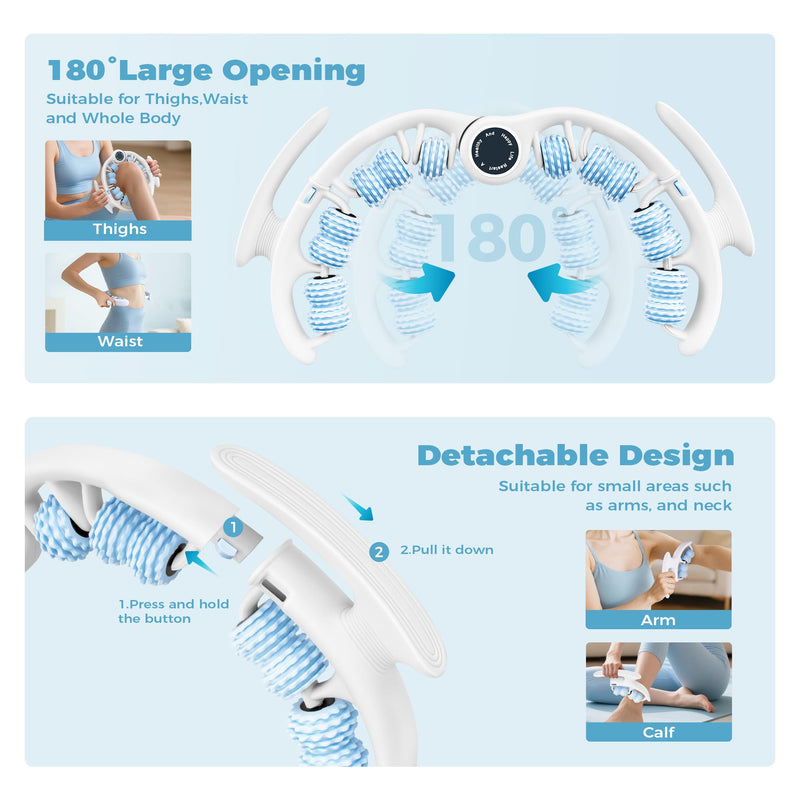 [Australia] - Cellulite Massage Tool, Fascia Blaster for Cellulite, Lymphatic Drainage Massager Relieve Muscle Soreness, Anti Cellulites Roller with Detachable Roller Handle to Massage More Areas (White) Whitw 