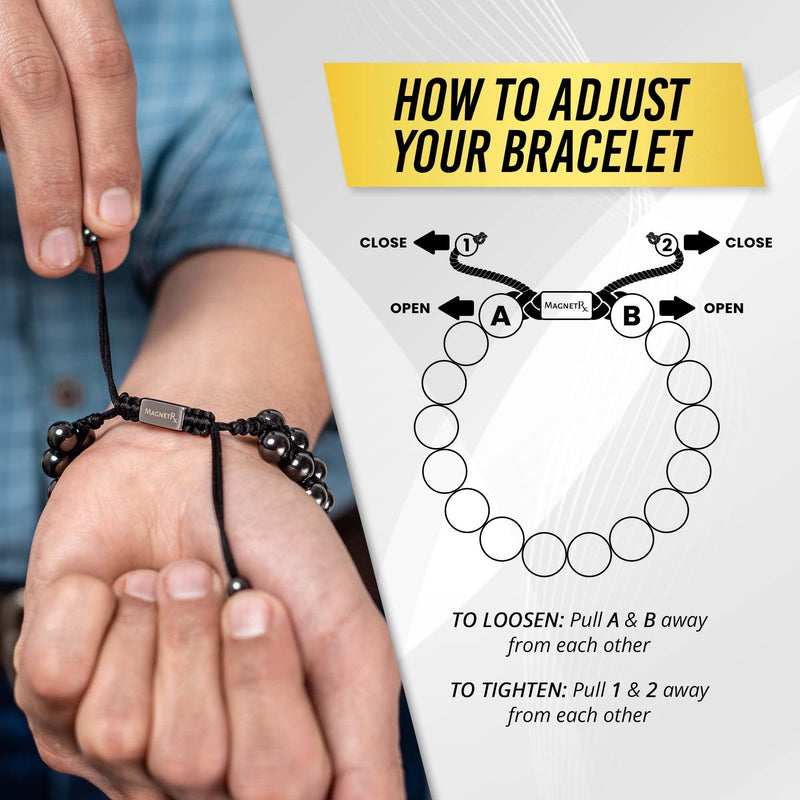 [Australia] - MagnetRX® Magnetic Hematite Bracelet – MAX Strength Magnetic Stones – Beaded Magnetic Bracelets for Men and Women (Double Strength 8mm) Black 