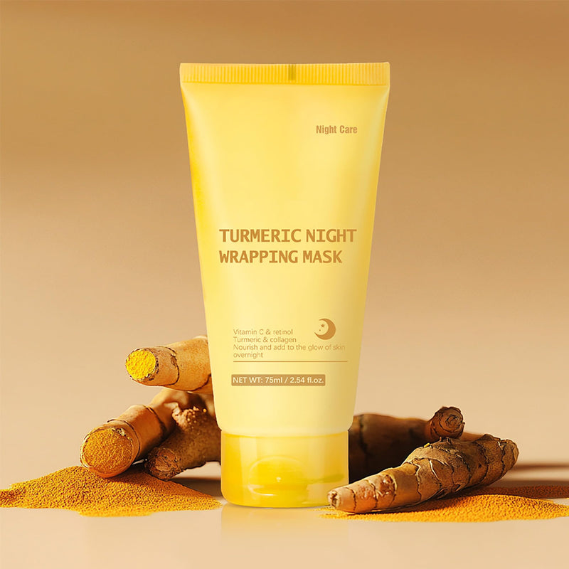 Turmeric Night Wrapping Mask, Peel-Off Face Mask Gel - Rich In Vitamin C & Retinol Long-Lasting Moisturizing & Locks In Moisture, Deep Nourish Turmeric & Collagen Mask, 2.54oz LK Turmeric Night Wrapping Mask