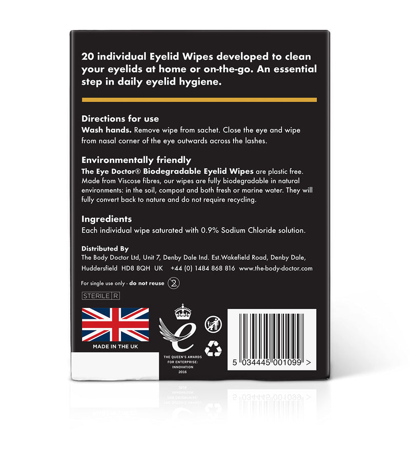 The Eye Doctor Eyelid Wipes – 80 x Single use Eyelid Wipes – Suitable for Sensitive Eyes, Dry Eyes, Blepharitis & MGD - Detergent and Preservative Free Eye Wipes Biodegradable Wipes 80 Count (Pack of 1)