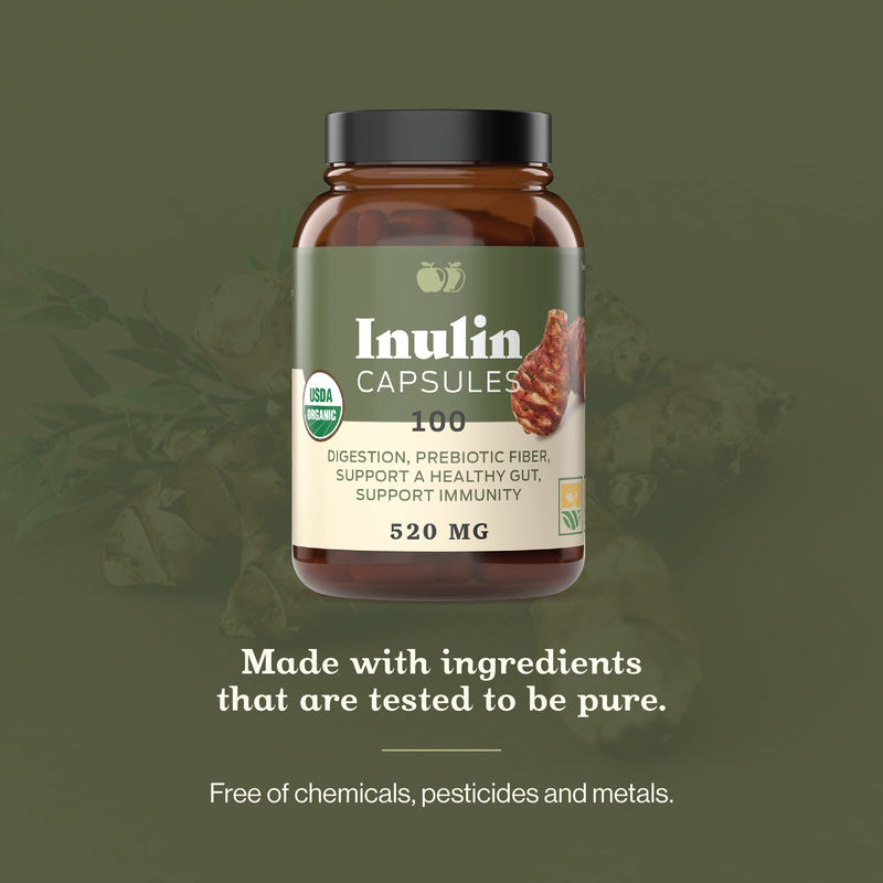 [Australia] - Complete Natural Products Organic Inulin Capsules - 520mg 100 Pills, Organic Jerusalem Artichoke Inulin Capsules 