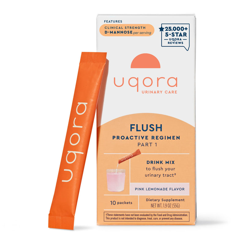 [Australia] - Uqora Flush - Urinary Tract* with D-Mannose, Vitamin C, Vitamin B6, Potassium, Magnesium & Calcium - Gluten-Free & Vegan - Pink Lemonade Flavor - 10 Packets (1 Pack) 0.19 Ounce (Pack of 10) 
