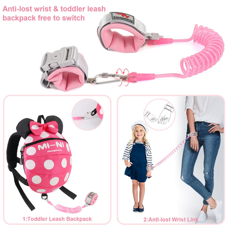 [Australia] - CZSYZCZS 4 in 1 Toddler Harness Leash + Baby Anti Lost Wrist Link, Cute Child Safety Harness Tether, Child Walking Harness Wristband Assistant Strap Belt for Baby Girls(Rose Red) Rose Red 