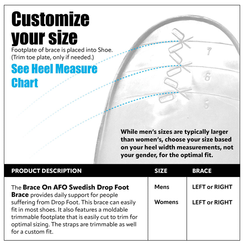 BraceOn AFO Swedish Drop Foot Stabilizer for Walking and Exercise, Drop Foot Braces for Men, AFO Brace & Foot Drop Braces, Foot Boot for Injured Foot, Men, Left Men Left