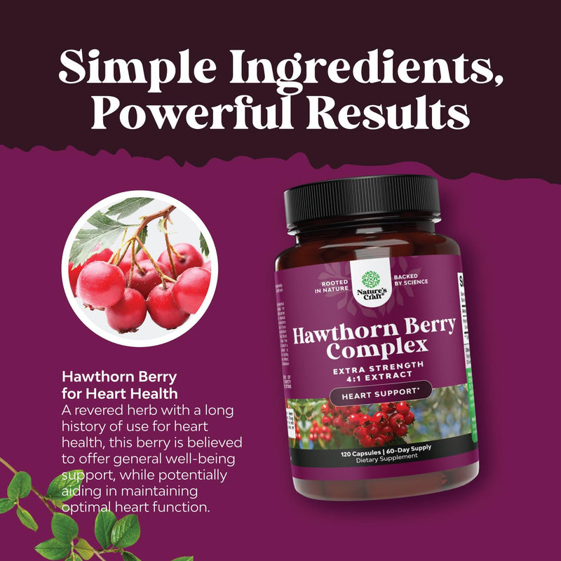 [Australia] - Extra Strength Hawthorn Extract Capsules - 1330mg Digestion and Heart Health Supplement - Non-GMO Hawthorn Extract Plant Polyphenols for Men and Women, 60 Servings 120 Count (Pack of 1) 