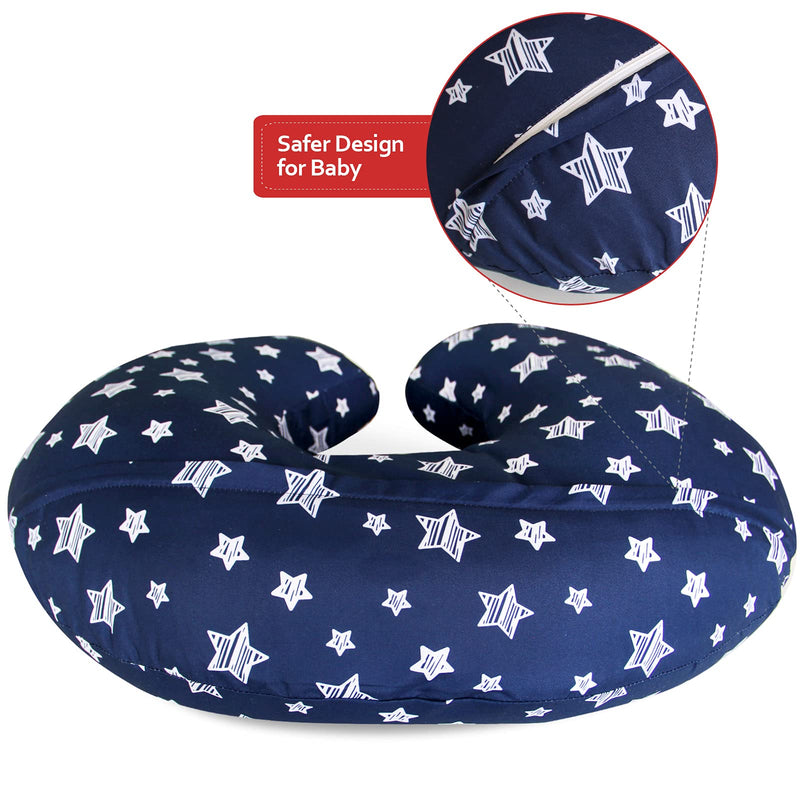 [Australia] - 2 Pack Nursing Pillow Cover Grey and Navy for Infant, Snug Fits Boppy Nursing Pillows, Breastfeeding Nursing Pillow Slipcovers Super Soft, for Breastfeeding Moms, with Star Print 